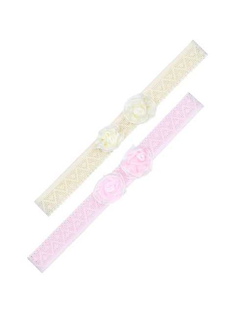 

FUNKRAFTS Girls Pink & Cream-Coloured Set of 2 Hairband