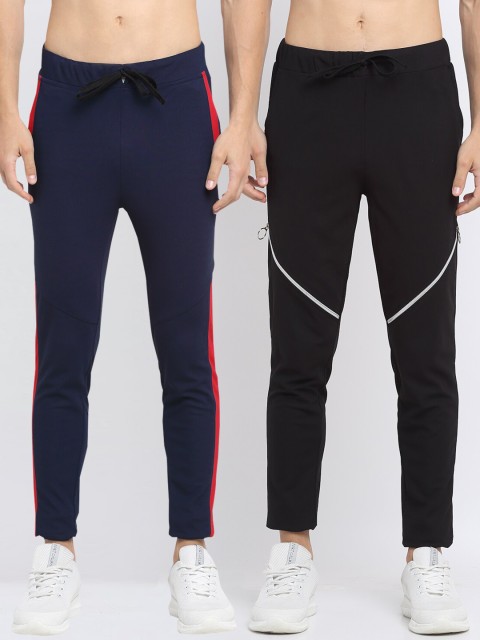 

NEUDIS Men Pack Of 2 Solid Slim-Fit Track Pants, Blue