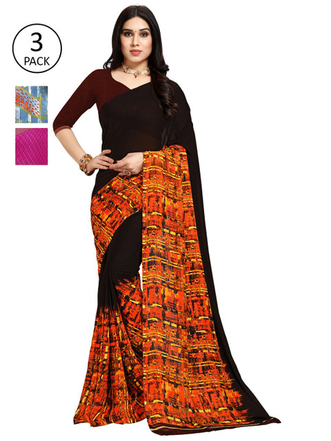 

KALINI Pack of 3 Printed Saree, Multi