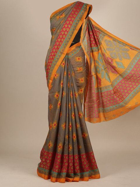 

Pothys Grey & Pink Jute Silk Saree