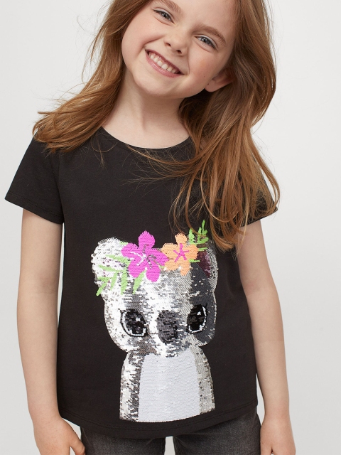 

H&M Girls Grey Interactive-Motif Top