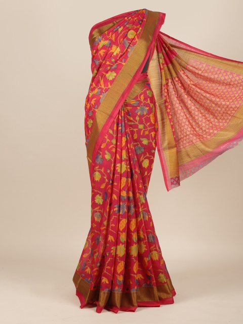 

Pothys Magenta Floral Jute Silk Saree