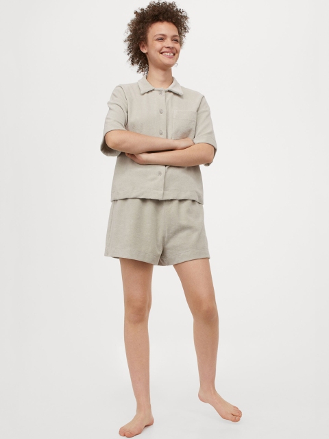 

H&M Women Green Solid Terry Pyjamas