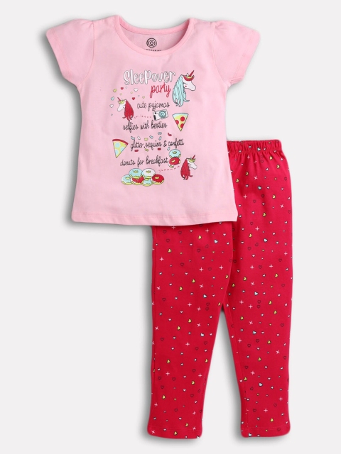 

TAMBOURINE Girls Pink & Red Printed Top with Leggings
