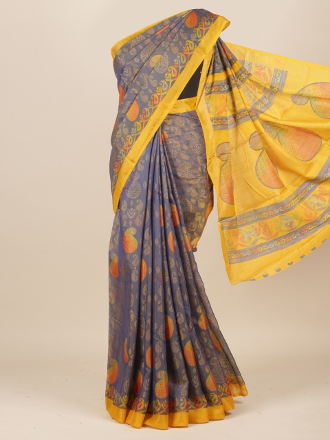 

Pothys Blue Paisley Jute Silk Saree
