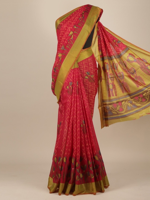 

Pothys Magenta & Green Jute Silk Saree