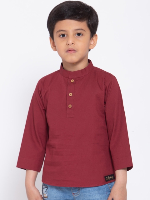

Zotw Kids Maroon Solid Organic Cotton Kurta
