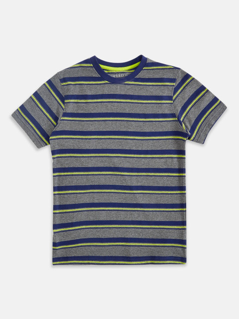 

Pantaloons Junior Boys Grey Melange Striped T-shirt