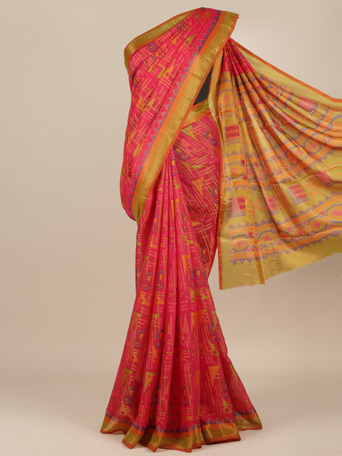 

Pothys Magenta Woven Design Jute Silk Saree