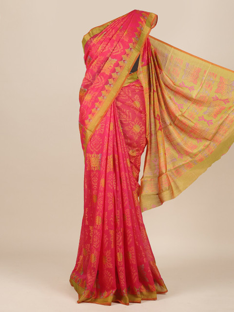 

Pothys Magenta & Green Woven Design Zari Jute Silk Saree
