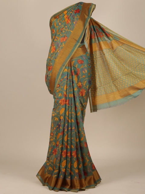 

Pothys Green & Yellow Woven Design Jute Silk Saree