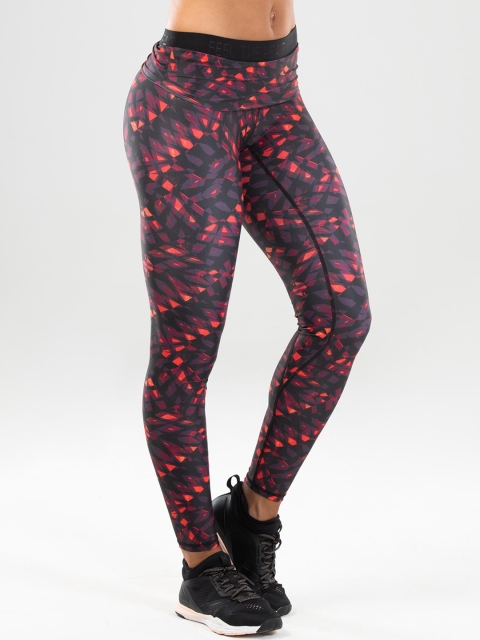 

Domyos By Decathlon Women Navy Blue & Orange Fitness Dance Leggings