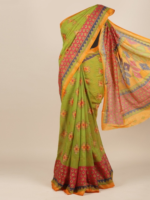 

Pothys Green & Pink Jute Silk Saree