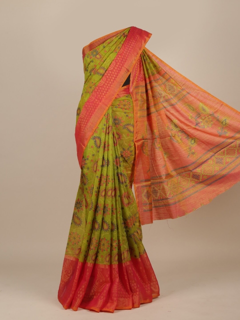 

Pothys Green & Pink Paisley Jute Silk Saree