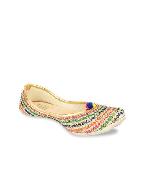 

DESI COLOUR Girls Beige Mojaris Flats