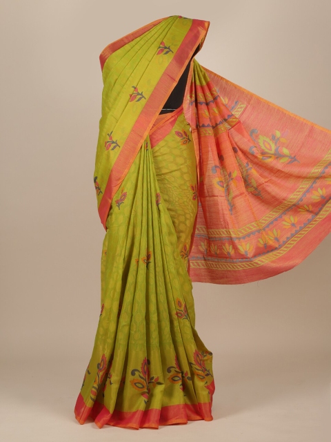 

Pothys Green & Pink Jute Silk Saree