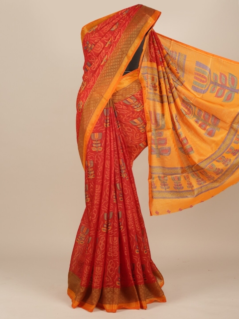 

Pothys Red & Yellow Woven Design Jute Silk Saree