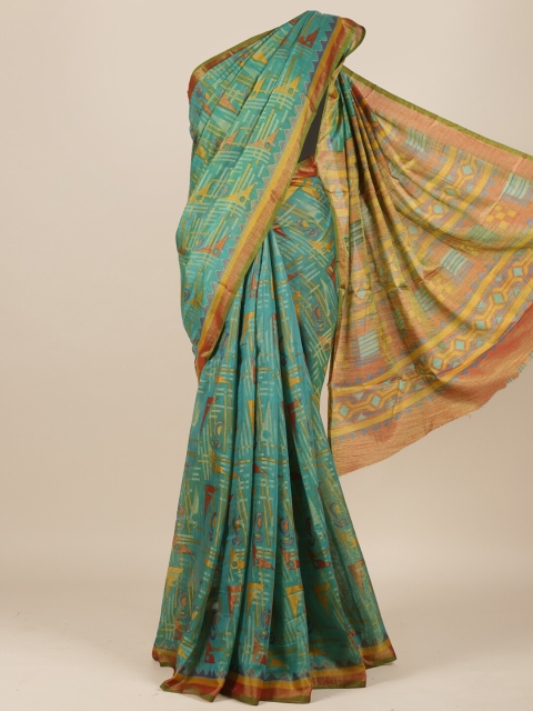 

Pothys Green & Yellow Woven Design Jute Silk Saree