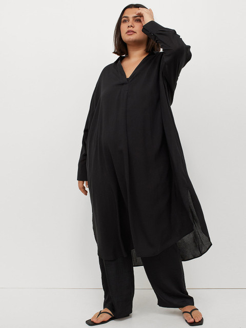 

H&M+ Women Black Solid Lyocell-Blend Dress