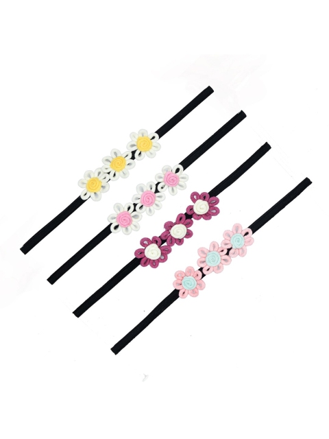 

FUNKRAFTS Girls White & Yellow Set of 4 Embellished Ponytail Holders