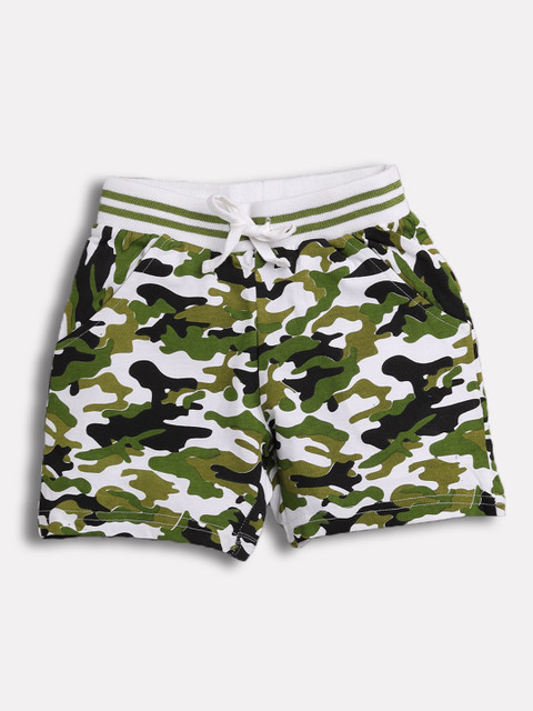 

TAMBOURINE Boys Green Camouflage Printed Mid-Rise Regular Shorts