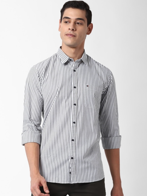 

Peter England Casuals Men Grey Slim Fit Multi Stripes Striped Casual Shirt