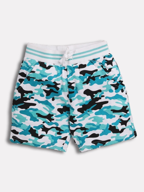 

TAMBOURINE Boys Blue Camouflage Printed Mid-Rise Cotton Regular Shorts