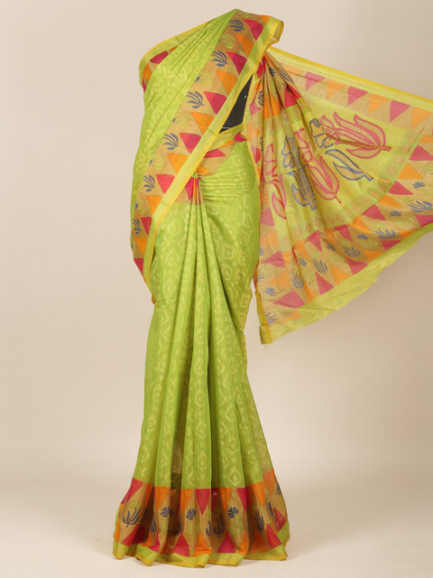 

Pothys Green & Blue Jute Silk Saree