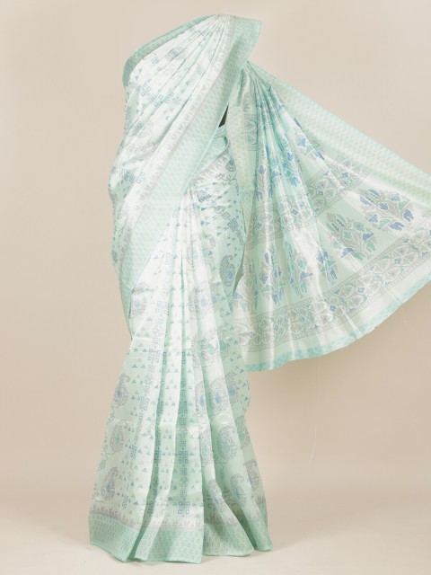 

Pothys Sea Green & Blue Jute Silk Saree