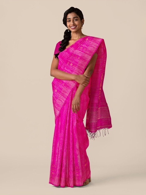 

Taneira Pink Pure Silk Tussar Saree