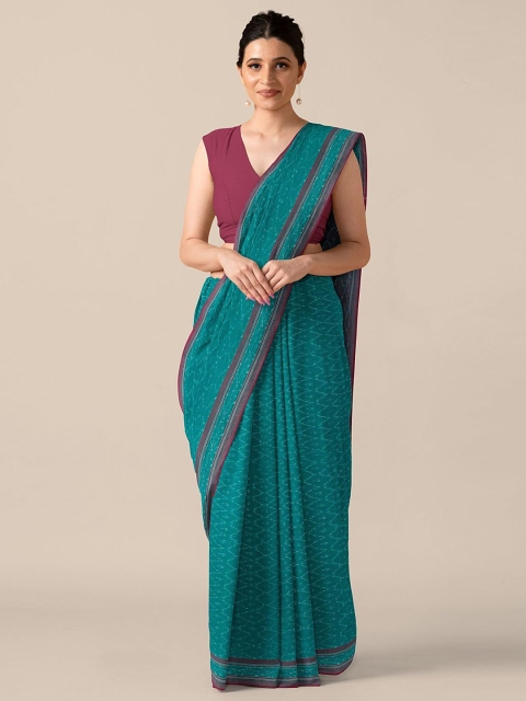 

Taneira Sea Green & Burgundy Pure Cotton Pochampally Saree