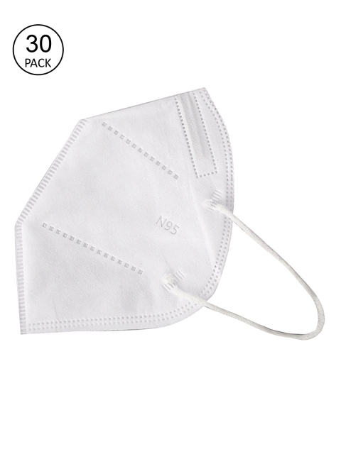 

ZAPATOZ Unisex Pack Of 30 White Solid 5-Ply Reusable Without Filter KN95 Masks