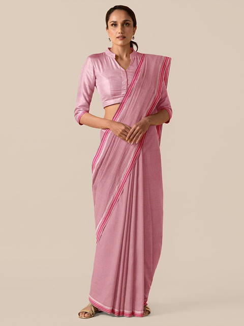 

Taneira Pink Solid Pure Cotton Mangalagiri Saree