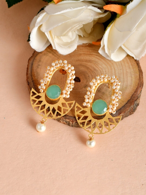 

Silvermerc Designs Gold & Green Contemporary Drop Earrings