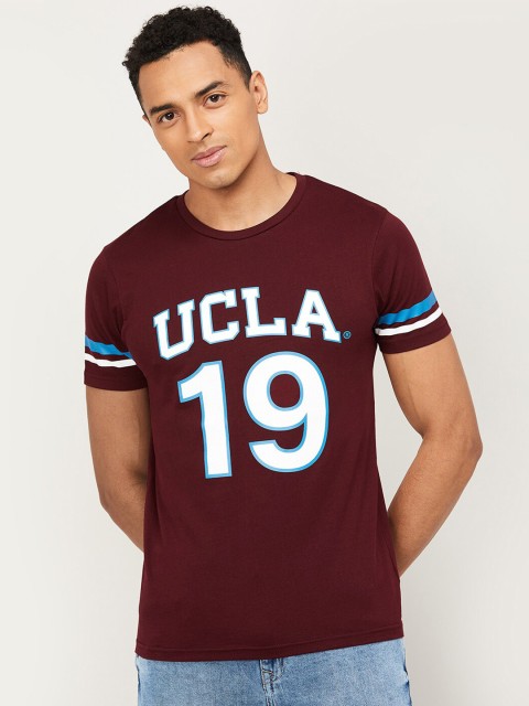 

UCLA Men Burgundy & White Typography Printed T-shirt