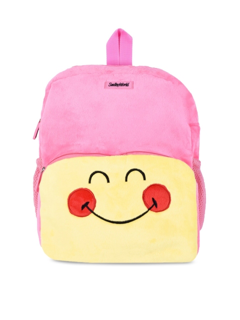 

Smiley World Expression Happy Face Soft Toy Unisex Kids Pink & Yellow Backpack 14 inch