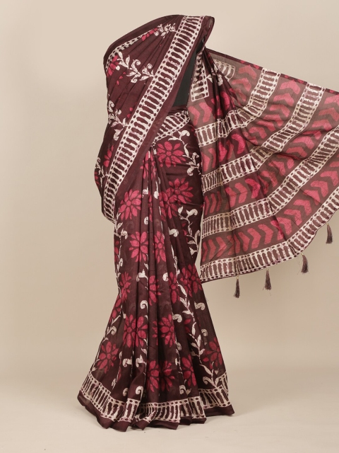 

Pothys Brown & White Floral Saree