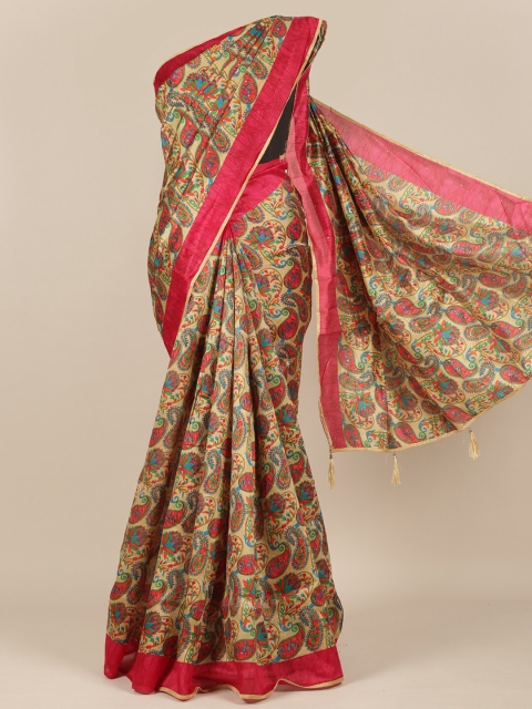 

Pothys Cream & Pink Ethnic Motifs Saree