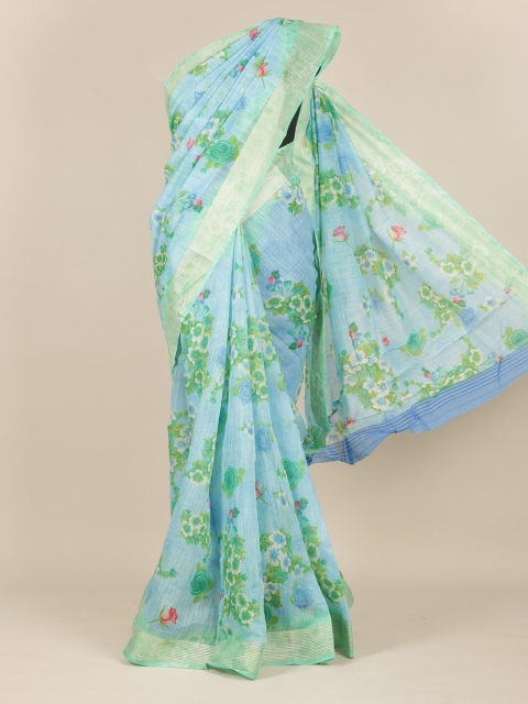 

Pothys Blue & Green Floral Jute Silk Saree