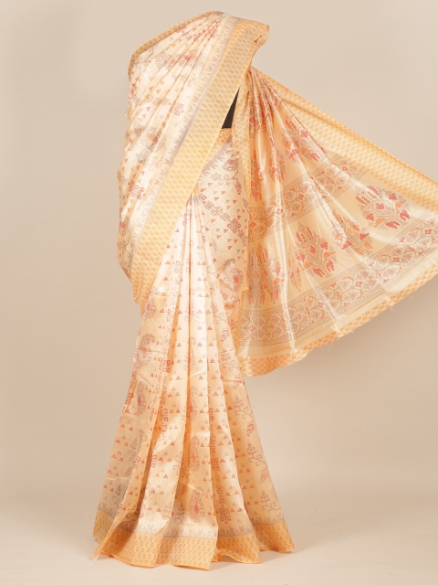 

Pothys Cream Ethnic Motifs Jute Silk Saree
