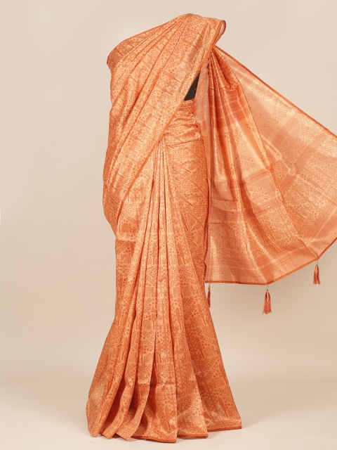 

Pothys Orange Floral Beads and Stones Saree