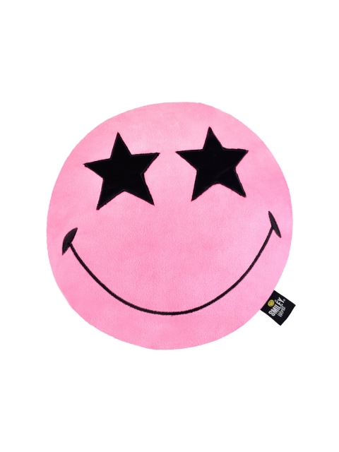 

Smiley World Kids Pink & Black Star Eyes Round Cushion