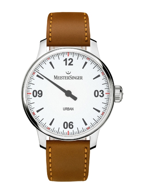 

MEISTERSINGER Men White Printed Dial & Brown Leather Straps Watch