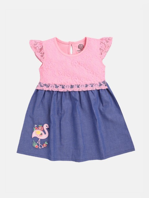 

TAMBOURINE Girls Pink & Blue Colourblocked Dress