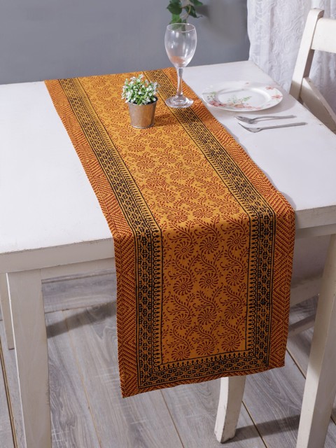 

RANGDESI Yellow Bagh Ethnic Motifs Handblock Printed Cotton Table Runner