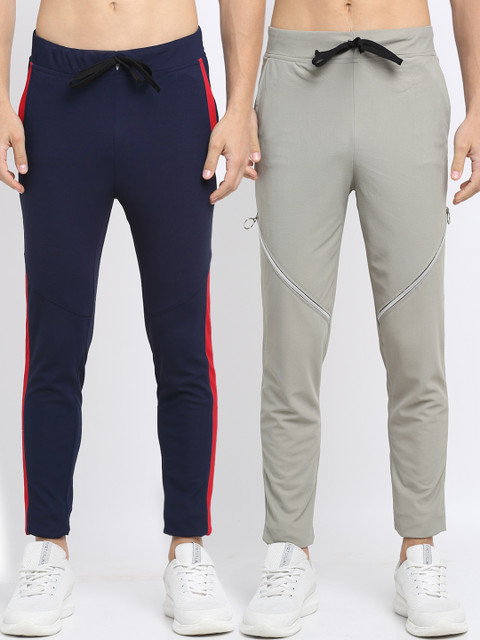 

NEUDIS Men Pack Of 2 Solid Slim-Fit Track Pants, Navy blue