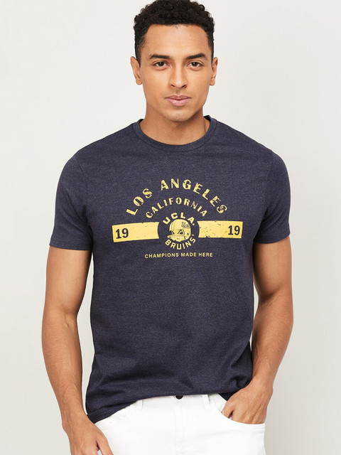 

UCLA Men Navy Blue Printed Slim Fit T-shirt