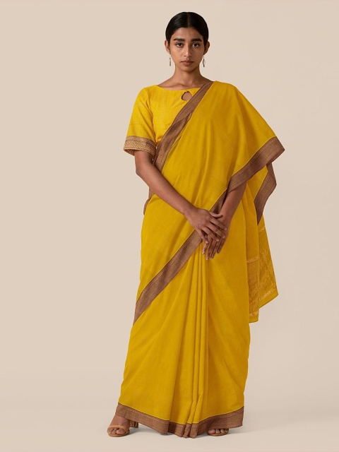 

Taneira Yellow & Brown Pure Cotton Mangalagiri Saree