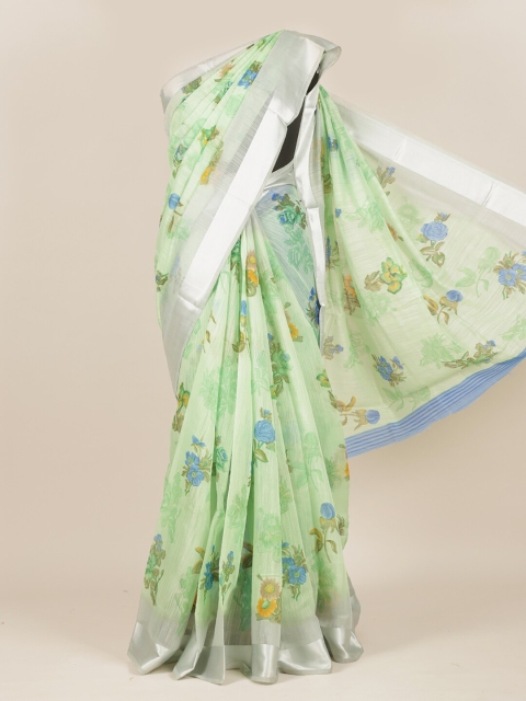 

Pothys Green Floral Jute Silk Saree