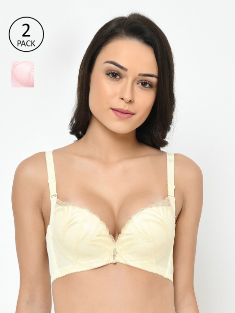 

Cosmo Lady Cream & Pink Set of 2 Half Coverage Underwired Heavily Padded Bra